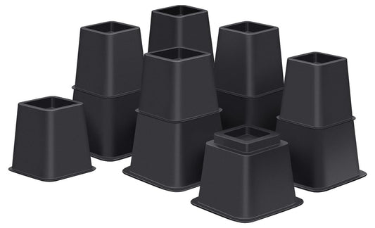 ANNKUT Bed Risers 8 inch Heavy Duty,Elevation in Heights 3, 5, 8 Inch，Adjustable Furniture Risers for Chair Table and Desk Legs Lifting (6 Pack,Black)
