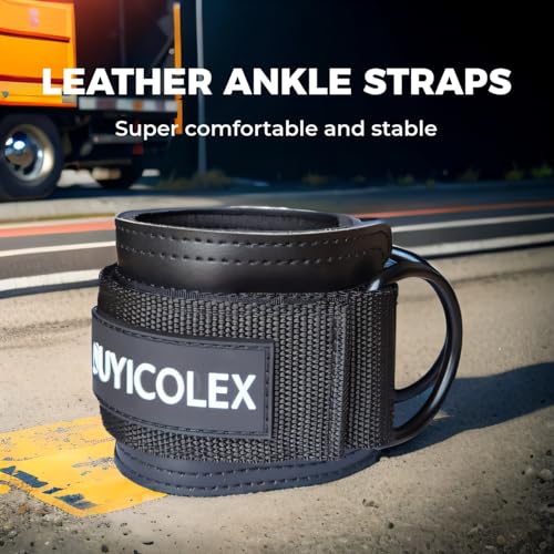 Ankle Straps for Cable Machine, Glute Kickback Ankle Strap, Ankle Cable Straps for Booty Workout, Leg Extension, Hip Abductors and Lower Body Exercises (Black - Pair)