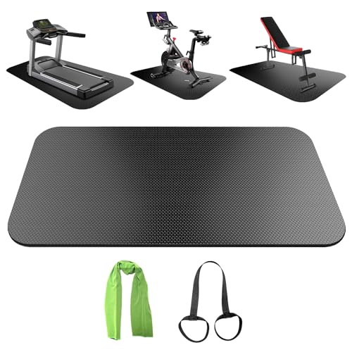 Fitness Equipment Mat,Exercise Equipment Mat,Treadmill Mat, Exercise Bike Mat, Workout Mats for Home Gym Mats Gym Flooring Rubber Workout Mat Fitness Mat Large Yoga Mat Cardio Mat for Weightlifting