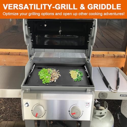 Full-Size Griddle Inserts for Weber Spirit I & II 200 Series Grills, Flat Top Grill Griddle for GS4 Spirit E-210 E-220 S-210 S-220, Rectangular Grill Insert Replacement for 7637 Grates