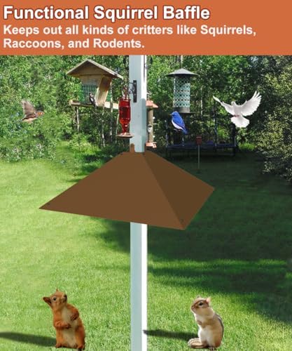 Metal Squirrel Baffle for 4x4 Post, Outside Wooden Pole Mount Squirrel Guards for Bird Feeders, 17 Inch Squirrels Deterrents Stopper to Deter Racoons, Brown, 2pcs