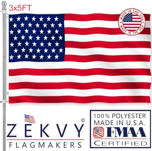 American US Flag 3x5 Outdoor Made in USA - Double Sided Heavy Duty Vivid Color United States Flag with 2 Brass Grommet