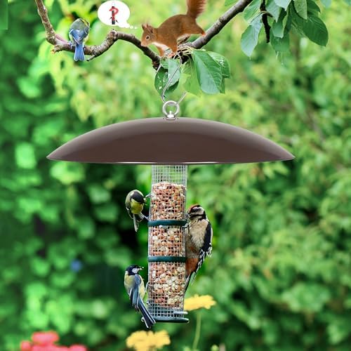 13" Bird Feeder Dome, Hummingbird Feeder Rain Guard, Bird Feeder Cover,Squirrel Baffle for Bird Feeder Pole, (Brown),2 Pack
