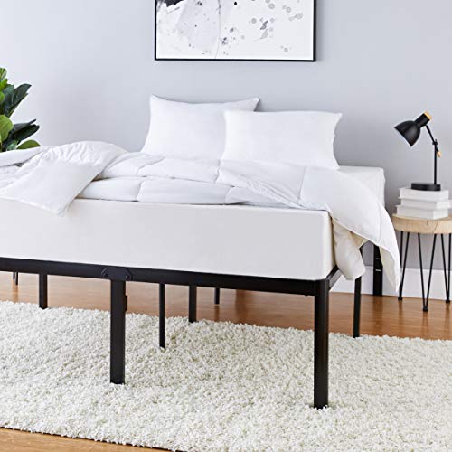 Amazon Basics Sturdy Heavy-Duty Non-Slip Platform Bed Frame Full Size Storage, Steel Slat Support, Noise Free, Easy Assembly, 18 Inch Black