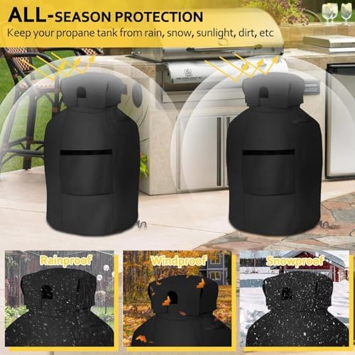 AKEfit Propane Tank Cover 20lb Gas Tank Cover Outdoor 600D Heavy Duty Waterproof Covers Fits Standard 20 lb Tank Cylinder, 13'' x 19.5'' Black