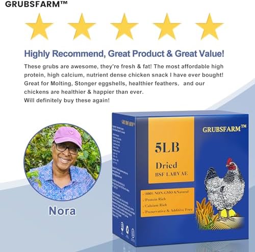 Superior to Dried Mealworms for Chickens 5lb - 85X More Calcium Than Mealworms - Non-GMO Chicken Feed - Molting Supplement - BSFL Treats for Hens, Ducks, Turkeys, Wild Birds, Quails