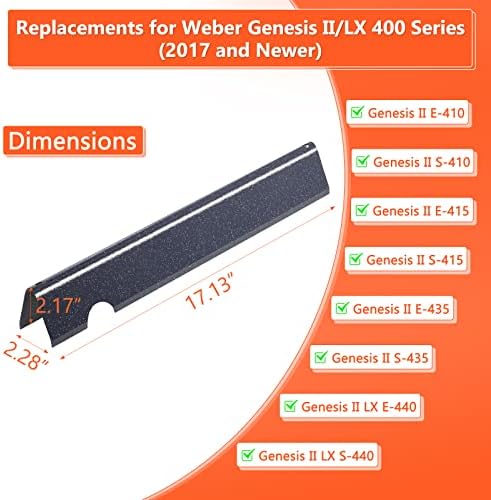 QuliMetal 17" Flavorizer Bars for Weber Genesis II E-410/E-415/E-435, Grill Parts for Weber Genesis II LX E-440 Series Gas Grills, Porcelain Steel Grill Replacement Parts for Weber GS4 66033 66796