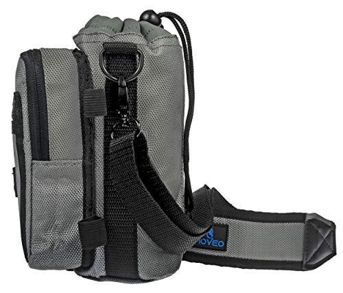 Moveo Water Bottle Holder/Carrier — Insulated w/Adjustable Shoulder Strap and Front Pockets - Comfortable Crossbody Water Bottle Holder - Water Bottle Sling Fits 16oz to 25oz Bottles