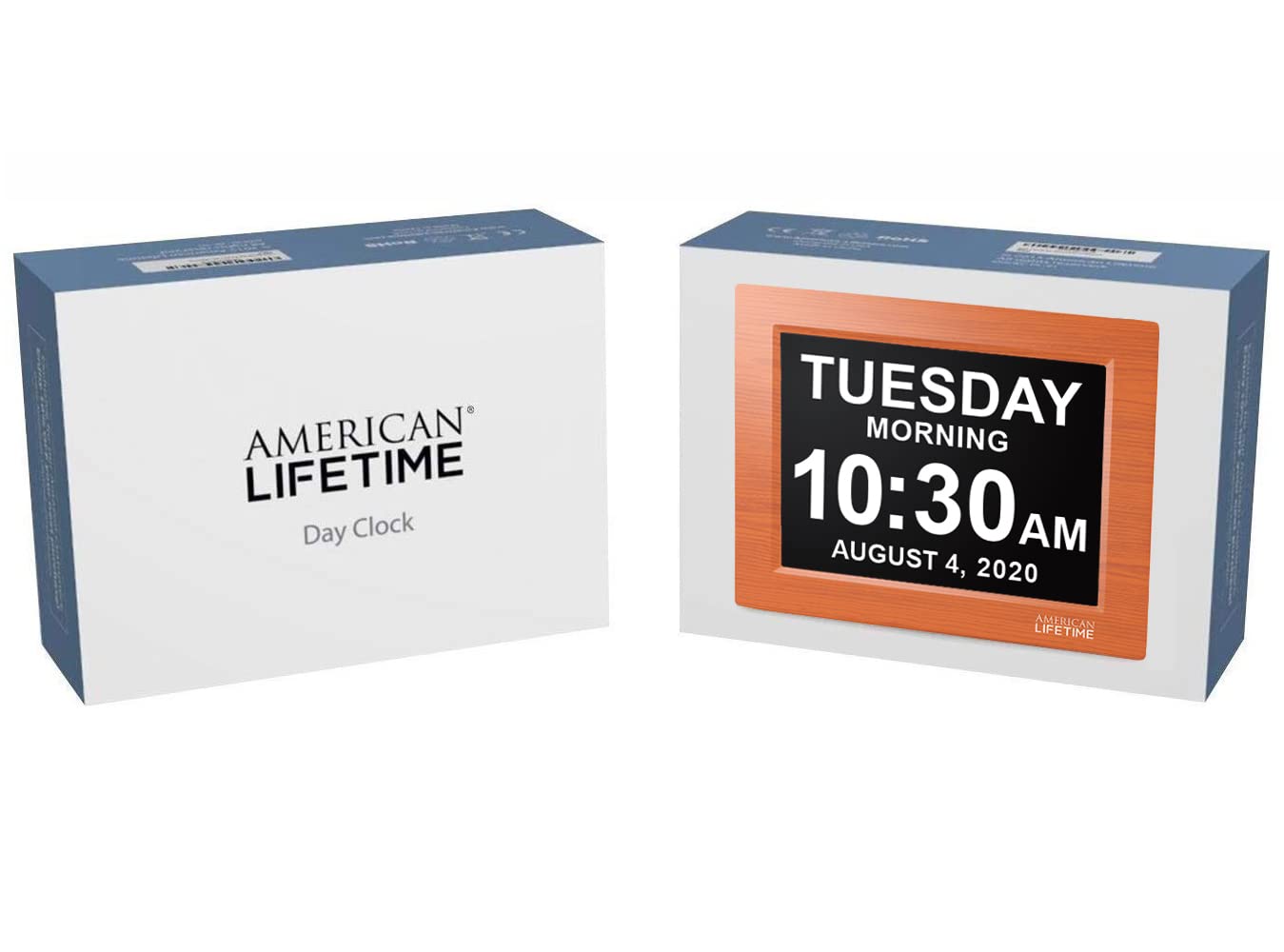 American Lifetime 【New 2025】 Dementia Clock Large Digital Clock for Seniors, Alzeimer Clock Large Display with Custom Alarms, Clock with Day & Date for Elderly, Digital Calendar Brown Wood
