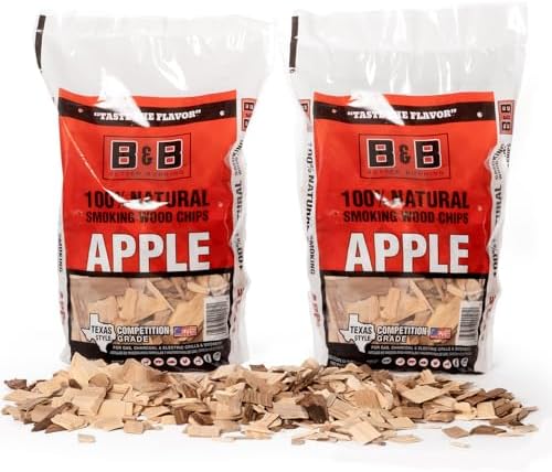 All-Natural Apple Wood Chips for Smoker, 180 Cu. in - Smoker Wood Chips for Grilling, BBQ & Camping - Compatible with Gas, Charcoal, Electric Grills (2 Pack) - Made in USA