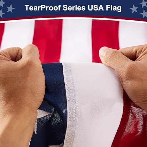 American Flag 3x5 ft Heavy Duty TearProof Series, All Weather High Wind US Flag, Premium Spun Polyester with Embroidered Stars, Sewn Stripes, Brass Grommets for Outdoor Use