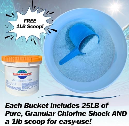 Super Shockwave Pool Shock – 73% Cal-Hypo Granular Sanitizer for Crystal Clear Water – Defends Against Bacteria, Algae, and Microorganisms - 25 Pounds
