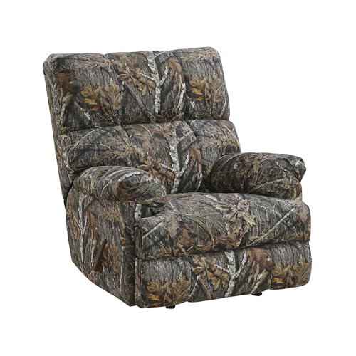 Lexicon Glider Recliner Chair with Lever Handle, Textured Microfiber Manual Recliner, Plush Stitching Cushion, Pillow Top Arms, Rustic Armchair for Cabin/Living Room, Easy Assembly, Camouflage