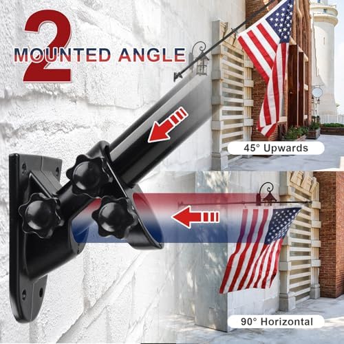 American Flag with Pole Kit - 6ft Heavy Duty Tangle Free Flag Pole Holder for Outside House,3X5 Embroidered US Flag,Dual Position Bracket for Front Porch,Garage,Outdoor