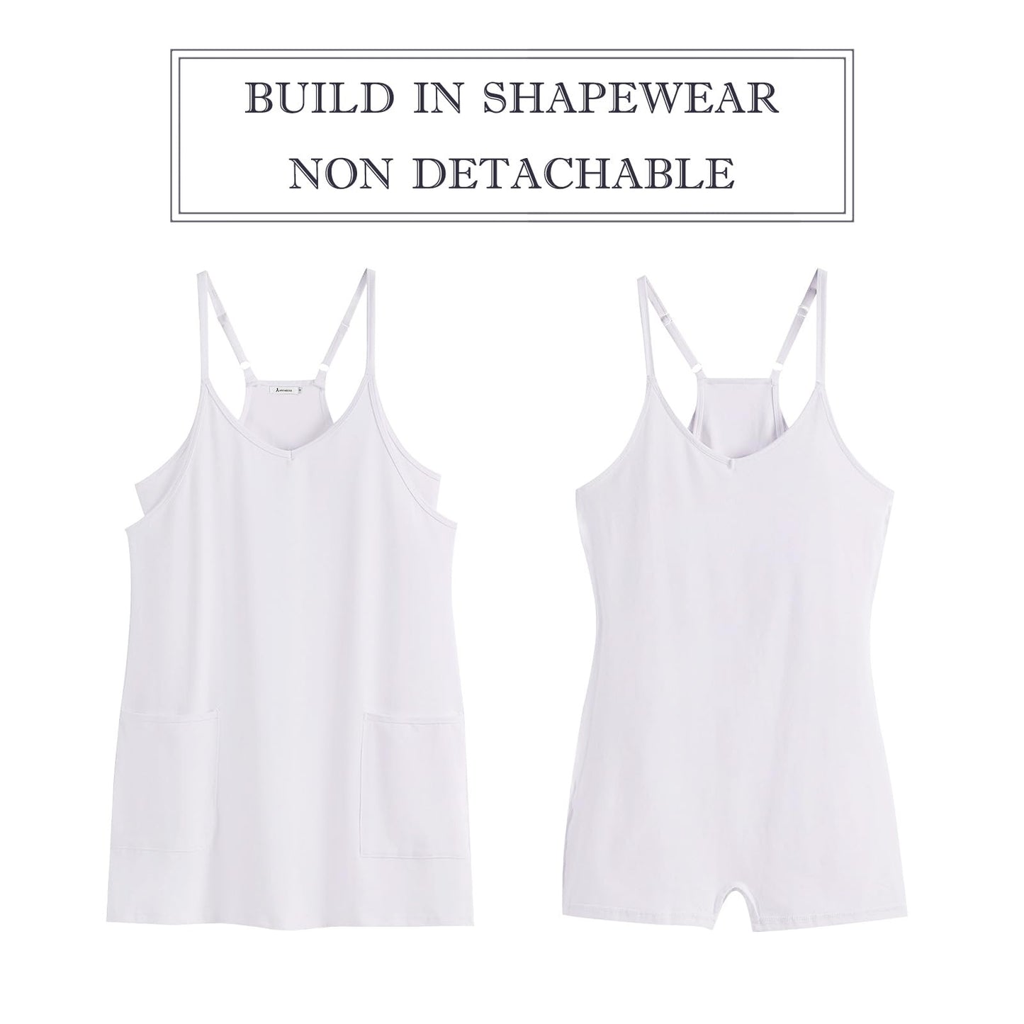 ANRABESS Women Summer Mini Romper Dress Workout Tennis Active Sports Athleisure Outfits Built in Shorts Trendy Vacation White Small