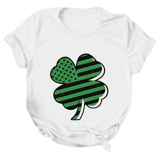 Aniywn Women's St Patricks Day Casual Short Sleeve T-Shirt Round Neck Graphic Print Tee Top Blouse