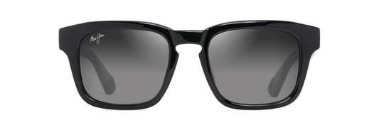 Maui Jim Maluhia Square Sunglasses, Shiny Black W/Trans Light Grey/Neutral Grey Polarized, Medium