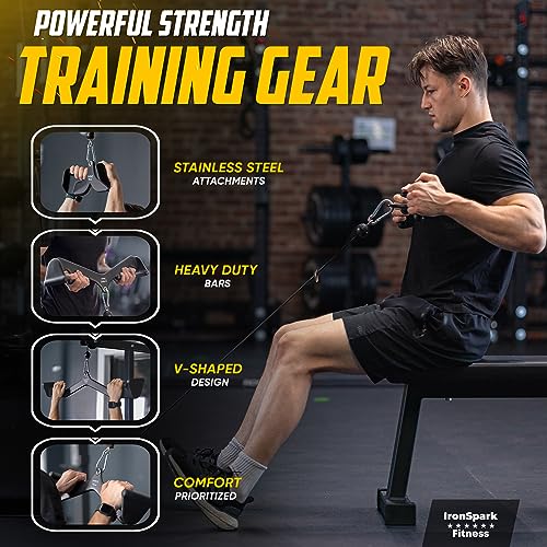 IronSpark Fitness Lat Pull Down Bar, Cable Machine Attachment, Cable Attachments For Gym, Tricep Pull Down Attachment, Tricep Bar, Curl Bar, T Bar Row Attachment, Lat Pulldown Attachments for Home Gym