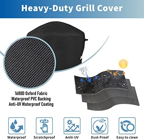 Grisun 7113 Grill Cover for Weber Q100 Q120 Q1000 Q1200 Q200 Q220 Q2000 Q2200 Q2400 Series Gas Grills, 600D, Waterproof, Anti-Fade Heavy Duty Grill Cover for Weber Q Series