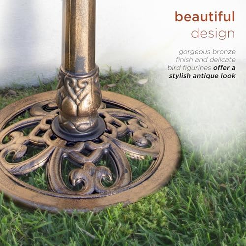 Alpine Corporation 31" Tall Outdoor Vintage Birdbath with Bird Figurines Yard Statue