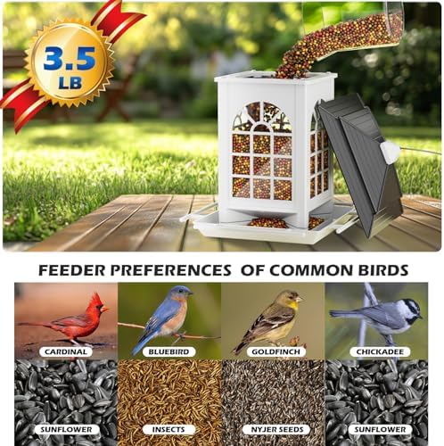 Birdream 2 Pack Bird Feeders for Outdoors Hanging - 7LB Total Capacity Classic Courtyard Design Fun Assembly Bird Feeder, Attracting Wild Birds Cardinals Goldfinches - Black&White
