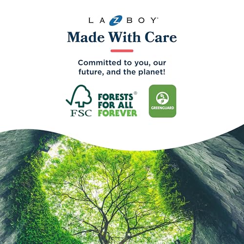 La-Z-Boy Sutherland Quilted Leather Executive Office Chair with Padded Arms, High Back Ergonomic Desk Chair with Lumbar Support, Black Bonded Leather