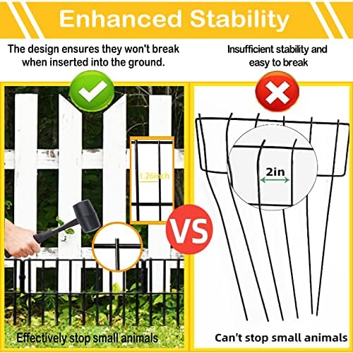 Animal Barrier Fence, 19 Pcs 12In(H) x 20.5Ft(L) Upgrade 1.26 in Gap Decorative Fences No Dig Fence for Rabbit and Dog, Rustproof Metal Wire Garden Fence Border for Garden Patio Landscaping