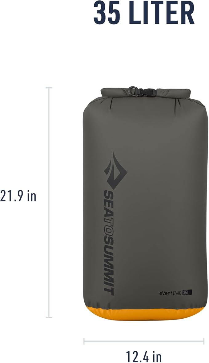 Sea to Summit eVac Dry Bag, Roll-Top Compression Sack, 35 Liter, Beluga Black