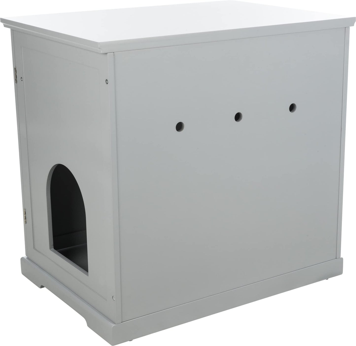 TRIXIE XL Wooden Litter Box Enclosure (Gray), Hidden Litter Box for Cats Furniture-Style, Openings on Either Ends & Large Ventilations Slots, Double Doors for Easy Cleaning, Built-in Drawer
