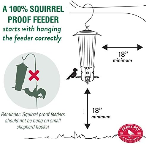 Perky-Pet 334-1SR Squirrel-Be-Gone Max Large Wild Bird Feeder with Flexports, Squirrel Proof Bird Feeder with Weight-Activated Perches - 4LB Seed Capacity