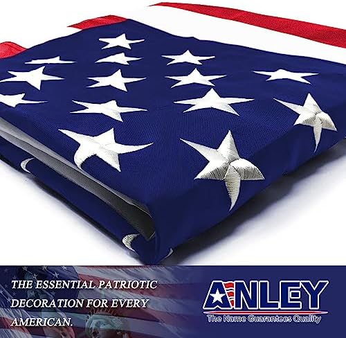 ANLEY EverStrong Series American Flag 6x10 Foot Heavy Duty Nylon - Embroidered Stars and Sewn Stripes - 4 Rows of Lock Stitching - US National Banner Flags with Brass Grommets 6 X 10 Ft
