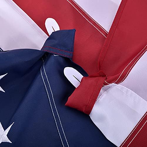 American Flag Pole Sleeve Banner Style 3x5 Ft USA US Flag Embroidered Stars Heavy Duty Durable For Outdoor Outside((No Grommets))