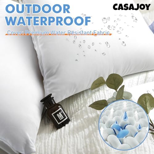 Pack of 4 18x18 Outdoor Pillow Inserts, Water Resistant Throw Pillow Inserts, Cushion Inner Pads for Patio, Furniture, Sofa, Bed, Living Room, Garden Decorative Waterproof Pillow Inserts