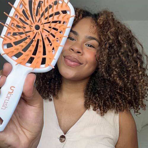 FHI Heat UNbrush Plus — Curly Hair Brush for Gentle & Effective Detangling on Wet or Dry Fragile Hair Types — Detangler Brush w/ 84 UltraFlex Bristles, Ultra-light, Vented, Anti Static Hairbrush