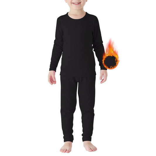 American Trends Boys Thermal Underwear Set Kids Long Johns Set Fleece Lined Base Layer Soft Warm Winter Thermals Sets for Toddler Black 2T-3T