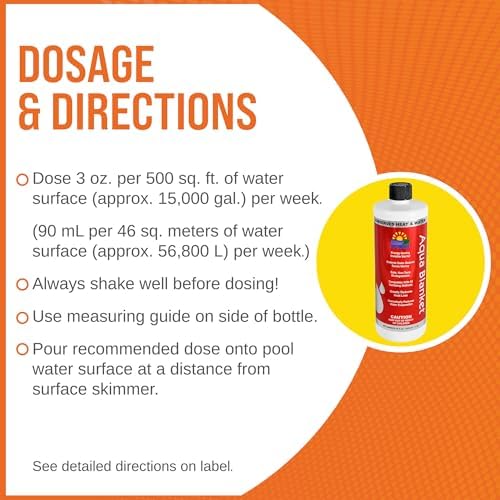 Aqua Blanket - The Liquid Solar Blanket for Pools and Energy Saving Liquid Pool Cover, Non-Toxic and Safe Pool Evaporation Prevention, Greatly Reduces Heat and Chemical Loss AB009-12 (32 Oz)
