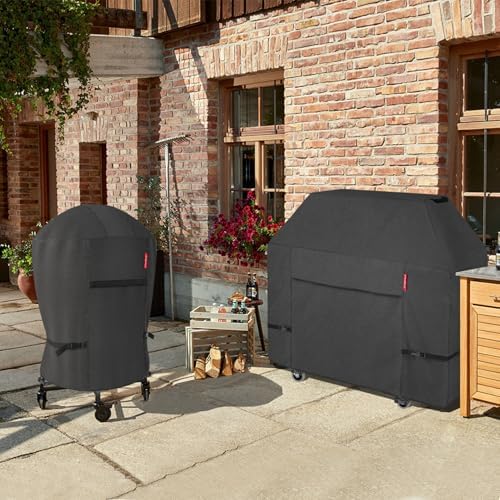 Porch Shield Outdoor Charcoal Kettle Grill Cover 22 inch Waterproof 600D Round Smoker Cover Fits Most Kettle Grill 27" Dia x 35" H, Black