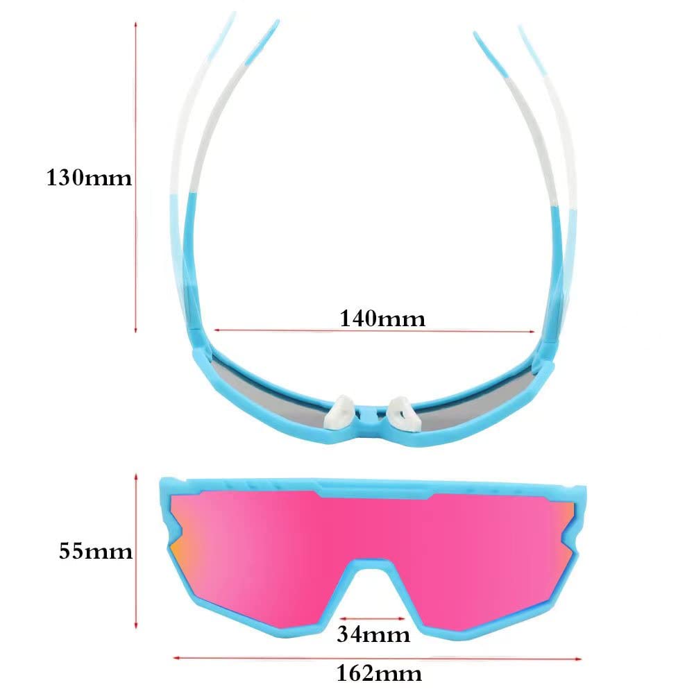 GIEADUN Sports Sunglasses Polarized Cycling Glasses Adults and Youth softball Glasses Baseball,Fishing, Ski,Golf(blue pink)