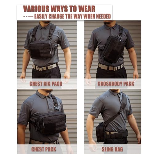 CLTAC Tactical Chest Rig Bag Concealed Carry CCW Pack Molle Pouch IFAK EMT Medical Organizer for Outdoor Hunting Shooting Hiking with Quick Release Harness