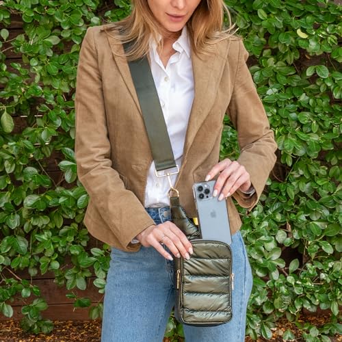 WanderFull Original HydroBag | Quilted Water Bottle Holder with Strap | Tote Bottle Carrier Crossbody Bag with Pockets | Carry 32 oz Water Bottle, Tumbler, Phone, Purse | Lavender