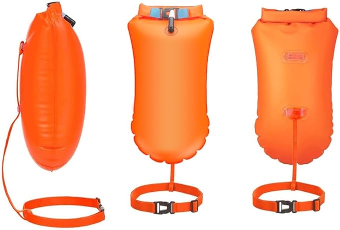 Swim Buoy for Open Water, High-Visibility Swim Safety Float Waterproof Dry Bag for Swimmers Triathletes Kayakers Snorkelers, Swimming Open Water Buoy for Safer Swim Training