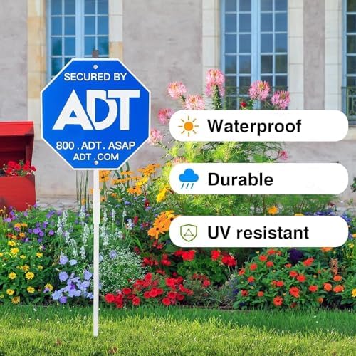 ADT Security Sign - Heavy Duty 28" 100% Aluminum Yard Sign with Stake for Weather-Resistant Protection