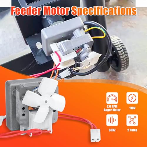 Upgraded Auger Motor Replacement for Traeger, Pit Boss Wood Pellet Grills, Pellet Grill Replacement Parts, Auger Drive Motor Kit for Camp Chef and Z Grills, 2.0 RPM, 110V, 60Hz, 2 Pole