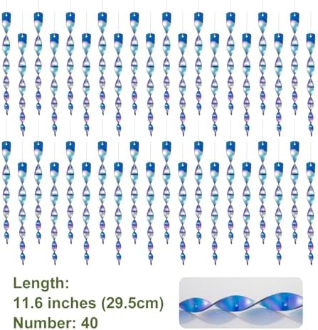 OFFO Bird Scarer Rods 11.5 in (40 PCS) Reflective Bird Device Outdoor Bird Scarer to Keep Pigeon and Woodpecker Away from Garden or Yard, Blue.