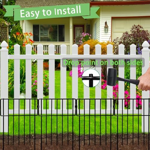 Animal Barrier Fence, 26 Pack No Dig Fence Decorative Fences, 17in(H) x10ft(L) Rustproof Metal Wire Small Garden Fence Border for Dogs Rabbits (26 Pack,28Ft)
