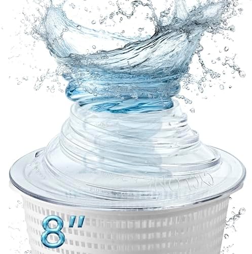 The Skimmie Cyclone (Skimmer Basket NOT Included) - Turbocharges Pool Skimmer Water Flow - Improves Pool Surface Cleaning & Debris Removal - 8" Funnel Design Works with Any Pool Water Level
