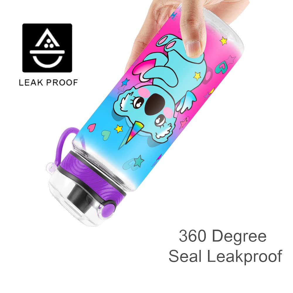 Cute Water Bottle for School Kids Girls, BPA FREE Tritan & Leak Proof & Easy Clean & Carry Handle, 23oz/ 680ml (Koala)