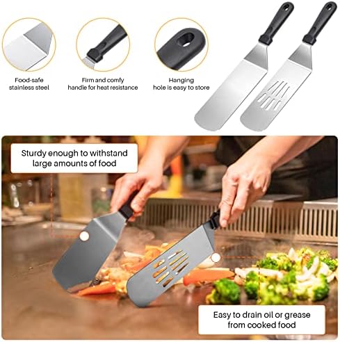 138PCS Griddle Accessories Kit,Grill Accessories for Blackstone Flat Top Set and Camp Chef,Grill Spatula,Scraper,Griddle Cleaning Kit Carry Bag for Hibachi Grill, Men Outdoor BBQ with Meat Injector