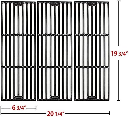 Hongso Porcelain Coated Cast Iron Grill Cooking Grates Replacement for Chargriller Models 2121, 2123, 2222, 2828, 3001, 3030, 3725, 4000, 5050, 5252, 5650,9020. Set of 3