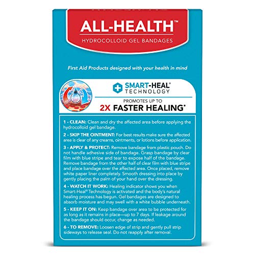 All Health Advanced Fast Healing Hydrocolloid Gel Bandages, Regular 20 ct | 2X Faster Healing for First Aid Blisters or Wound Care, 20 Count